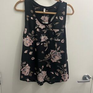 Floral Black Sleeveless Top